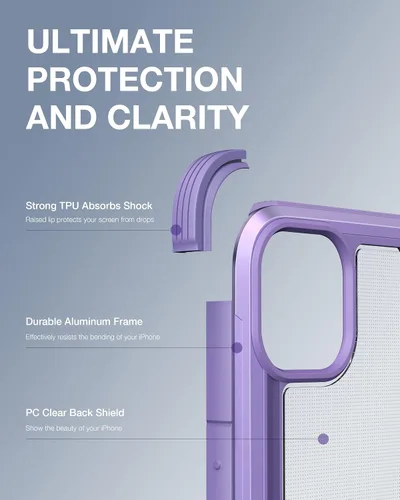 Vista 7 de RAPTIC Shield para iPhone 13 Pro, funda protectora transparente a prueba de golpes, prueba de caídas militares de 10 pies, marco de aluminio