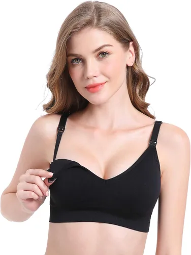 Vista 4 de Suekaphin - Brasier de lactancia sin varillas, con cuello en V profundo, brasier de lactancia para maternidad, bralette para dormir y amamantar