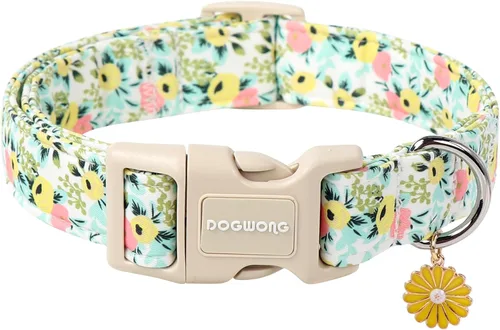 Vista 11 de DOGWONG Collar de Algodón para Perro, Collar para Perro de Cuadros Azules Resistente, Collar Suave y Duradero para Perro Macho, Lindo Collar de A