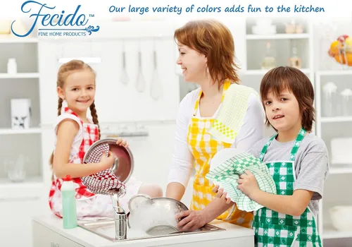 Vista 4 de Paños de cocina clásicos Fecido Classic Collection resistentes, superabsorbentes y hechos 100 % algodón. Paños de cocina de grado profesional hechos