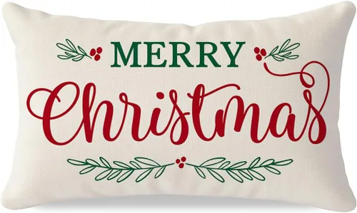 Vista 10 de Fundas de almohada PANDICORN ANDICORN Merry Christmas de 12 x 20 pulgadas, color rojo Rojo navideño