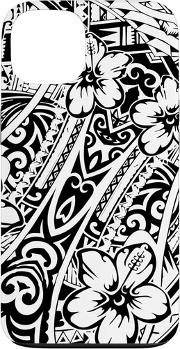 Vista 7 de iPhone 16 lindo tatuaje polinesio hawaiano tribal samoano patrón caso