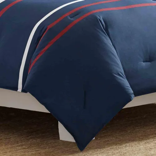 Vista 5 de Nautica - Juego de funda de edredón tamaño individual, ropa de cama reversible de algodón con cierre de botón, decoración informal para el hogar