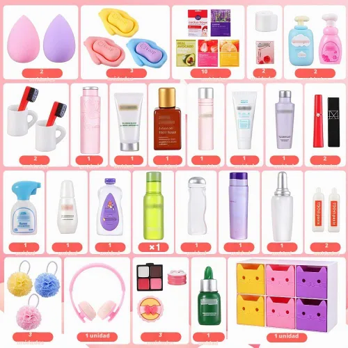 Vista 5 de 92pcs casa de muñecas Mini joyería caja de almacenamiento miniatura Estuche cosmético para casa de muñecas
