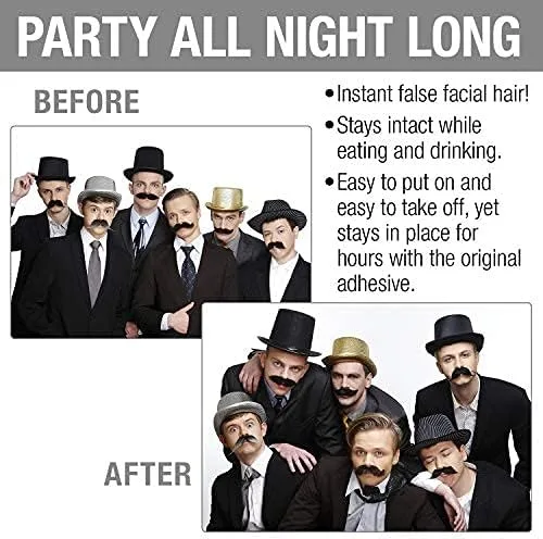 Vista 5 de Mustaches Autoadhesivo On Bail Fake Beard & Mustaches - Yeso médico autoadhesivo de doble cara 3M para barbas falsas, accesorio de disfraz