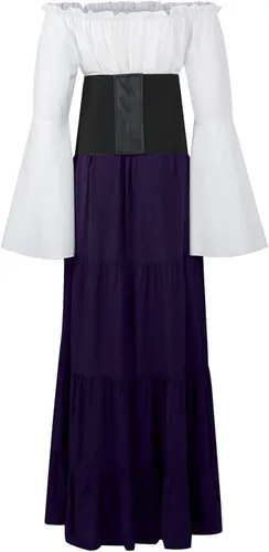 Vista 3 de Disfraces de Halloween para mujer, vestidos góticos 2023, vestido de moda, vestido vintage, manga larga, cosplay, fiesta, noche de noche