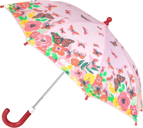 Vista 14 de Stephen Joseph Kids' Color Changing Wet Dry Umbrella, Water reacting, Pinch Free Umbrellas for Rain Children's Umbrella, BUTTERFLY, 23"X29