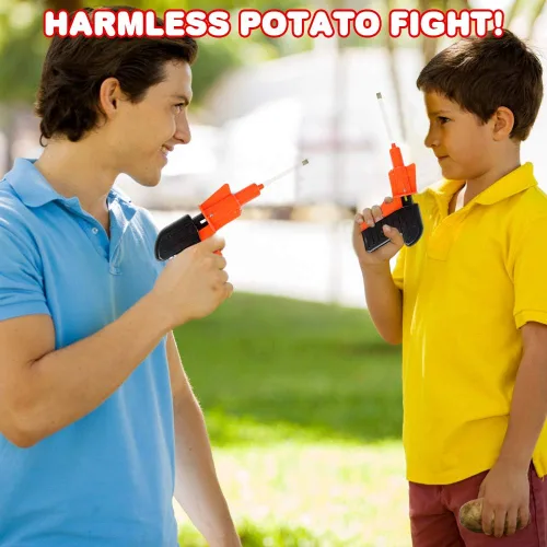 Vista 6 de ArtCreativity Pistola de patatas para niños, juego de 4, juguetes de disparo geniales para niños y niñas, pistola espoleta segura para niños