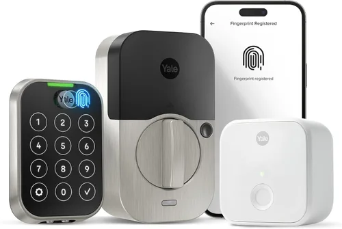Vista 25 de Yale Assure Lock 2 Touch - Cerradura de puerta de entrada inteligente con llave de níquel satinado con teclado de pantalla táctil conectado