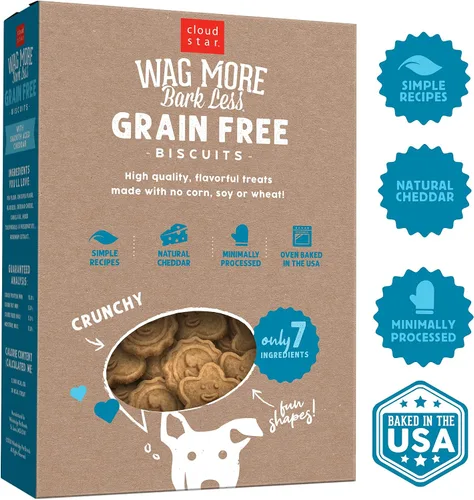 Vista 2 de Cloud Star Wag More Bark Less Crunchy - Golosinas para perros sin granos, queso cheddar, caja de 14 onzas (paquete de 2)