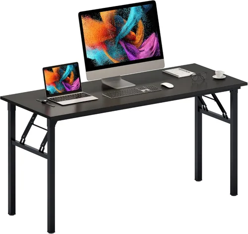 Vista 22 de Need - Escritorio plegable de 31 1/2" sin ensamblaje, mesa pequeña para computadora, escritorio robusto y resistente para espacios pequeños, marco