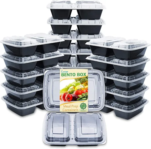 Vista 8 de Recipientes para comida preparada Enther 12 Pack 1 compartimento con tapa única, contenedores de almacenamiento de alimentos Bento, libres de BPA