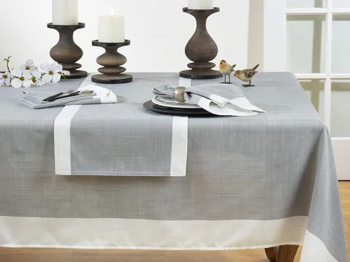 Vista 4 de Camino de mesa con borde con bandas