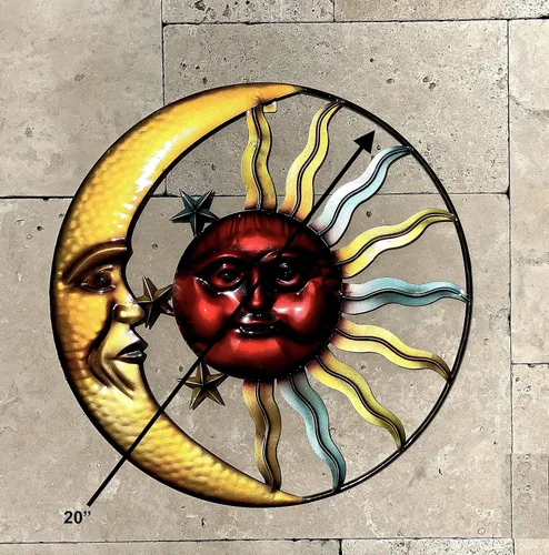 Vista 6 de STC World Sunface Moon Stars Celestial Metal Art Interior Exterior Wall Garden Decor 20