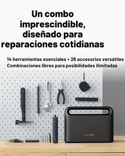 Vista 6 de HOTO 40-Piece Tool Kit, Household Essentials Tool Set w/Smart Electric Screwdriver (LED, 3 Torque) + 14 Tools & 26 Accessories Including Allen