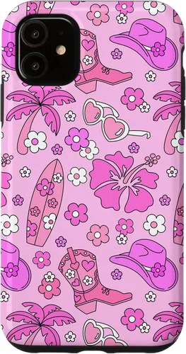 Vista 8 de iPhone 16 Coastal Cowgirl Estética Rosa Cowgirl Hat Cowboy Boots Boho Case