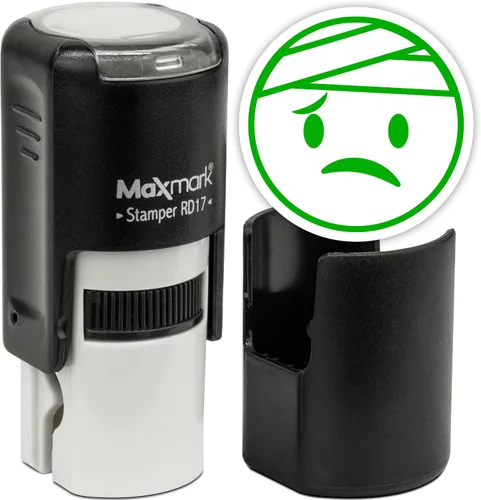 Vista 69 de MaxMark Sello de Emoji Autoentintado Redondo - Enojada - Tinta Negra