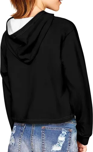 Vista 4 de DISNIMO Sudadera corta con capucha para niñas, talla 5-14, sudadera con capucha de manga larga para niños y jóvenes