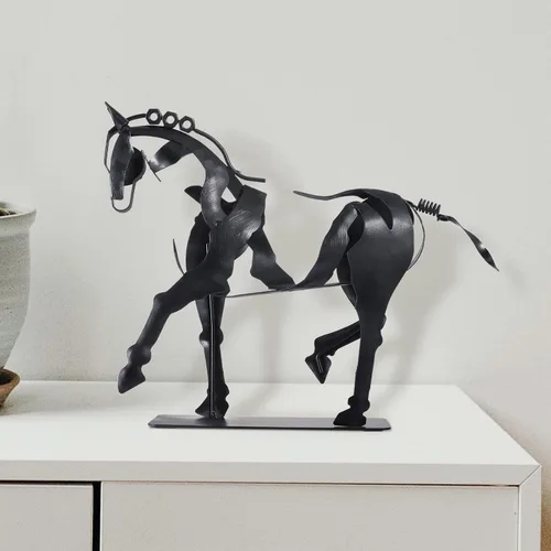 Vista 6 de SunBlogs Art Estatua de caballo hecha a mano, decoración rústica única para oficina y hogar, escultura de metal 100% pintada a mano, regalo perfecto