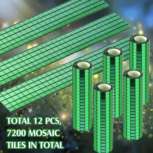 Vista 4 de Azulejos de mosaico autoadhesivos para proyectos de manualidades, 0.197 x 0.197 in (verde, 7200 piezas)