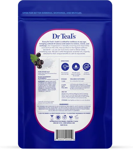 Vista 2 de Dr Teal's Remojo de sal con sal pura de Epsom, saúco, 3 libras