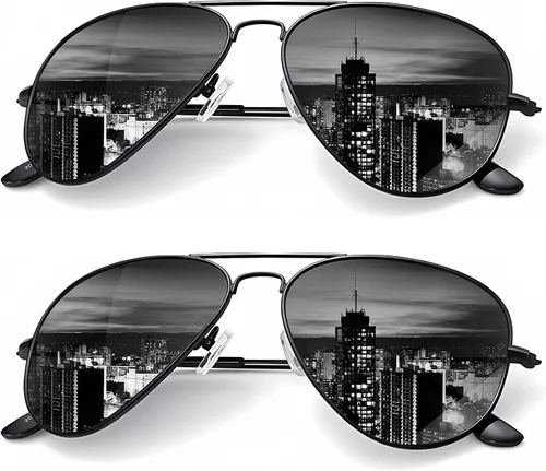 Vista 9 de KALIYADI Classic Aviator Sunglasses for Men Women Driving Sun glasses Polarized Lens UV Blocking