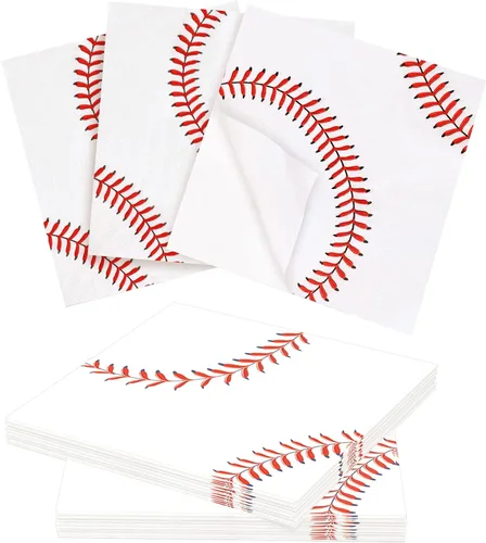 Vista 6 de 120 servilletas de béisbol de 6.5 pulgadas con patrón de béisbol con temática de béisbol para fiestas, fiestas deportivas, suministros de fiesta
