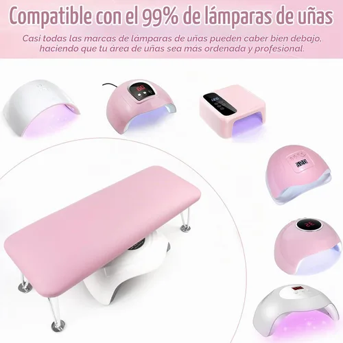 Vista 2 de Reposabrazos para uñas, reposabrazos de cuero de microfibra para uñas acrílicas, mesa de descanso de brazos con cojín de almohada para manicura