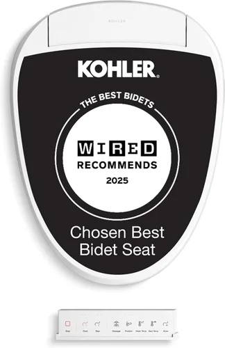 Vista 18 de Kohler PureWash E820 - Asiento de inodoro alargado con calefacción, blanco con control remoto, tapa de cierre silencioso, desodorización automática