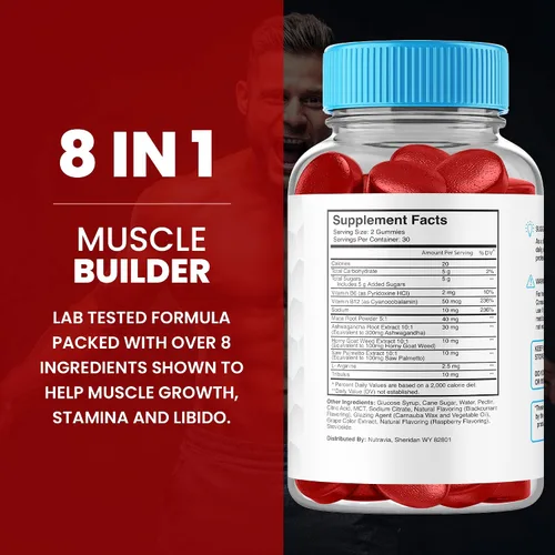 Vista 4 de Gomas de suplemento para mejora masculina - Potenciador de testosterona 6 en 1 para hombres, gomitas de aumento de testosterona para hombres