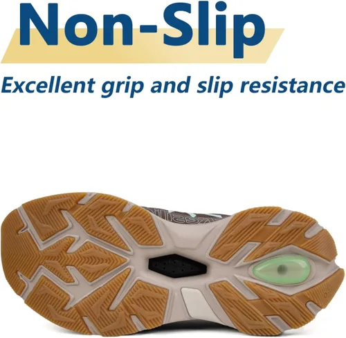 Vista 3 de ONEMIX Zapatos de senderismo acolchados para hombre, con cordones rápidos, con soporte de arco, fascitis plantar, alivio del dolor, transpirables