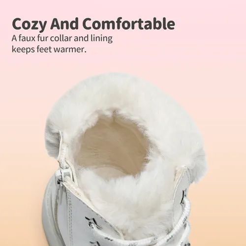 Vista 4 de DREAM PAIRS Botas de moda con cierre lateral y cordones para niñas y niños