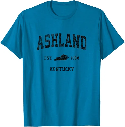 Vista 9 de Ashland Kentucky KY Vintage Sports Design Camiseta de impresión negra Asfalto