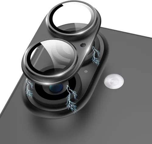 Vista 16 de Compatible con iPhone 15/iPhone 15 Plus/iPhone 14/iPhone 14 Plus Protector de lente de cámara Metal Plus Anillo de aleación de aluminio 9H Pantalla