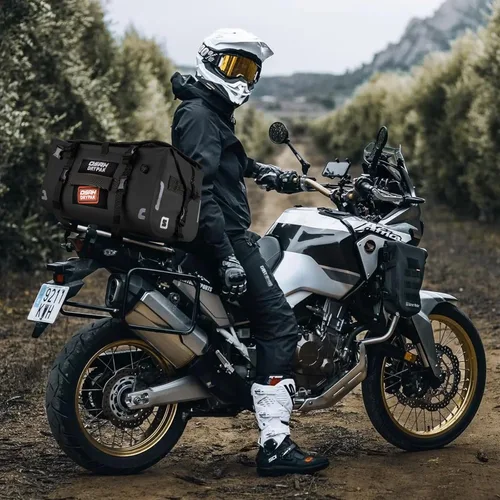 Vista 7 de OSAH DRYPAK Bolsa trasera impermeable para motocicleta, 40L Bolsa de lona impermeable, bolsa seca para motocicleta, bolsa de equipaje multifuncional