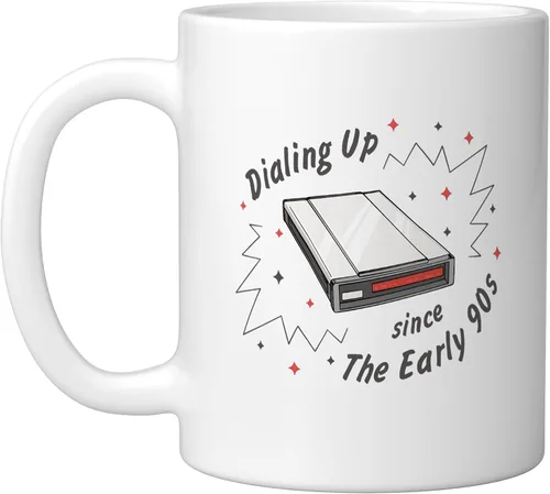 Vista 15 de 90s Nostalgia Retro 90s Dial Up Internet Vintage Ceramic Mug, Black/White, 11oz