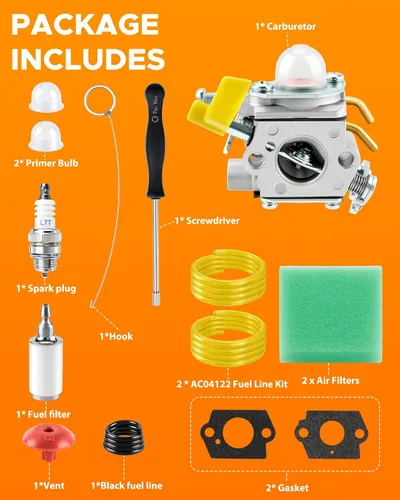 Vista 7 de MOTOALL Carburador soplador C1U-H60 para Homelite Ryobi RY28100 RY28120 RY28121 RY28140 RY28141 RY28160 RY28161 25cc 26cc 30cc recortadora con kit