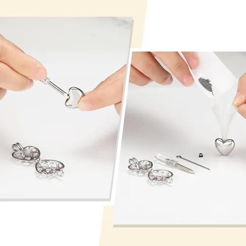 Vista 13 de Collar con medallón de cremación conmemorativa con corazón eterno con mini urna para cenizas de seres queridos