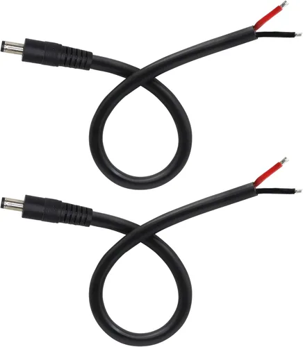 Vista 5 de GINTOOYUN 2 Pack DC Power Pigtails Cable, DC 5.5mm x 2.5mm Male Plug Jack to Bare Wire Open End Power Supply Replacement Repair Cord, for Security