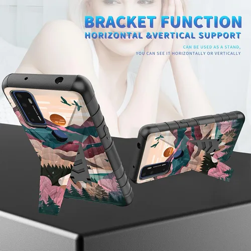 Vista 87 de Funda para AT&T Maestro Max 2021/Cricket Ovation 2 con protector de pantalla de vidrio templado, funda resistente con función atril integrada