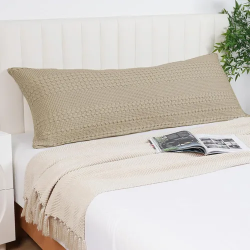 Vista 77 de PHF Fundas de almohada 100% algodón con tejido de gofre de 24 x 24 pulgadas, paquete de 2 fundas cuadradas para decoración elegante del hogar, sin