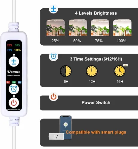 Vista 6 de Panel de luz de cultivo para plantas de interior, luz LED ultrafina de espectro completo de 20 W para estante y gabinete, regulable con temporizador