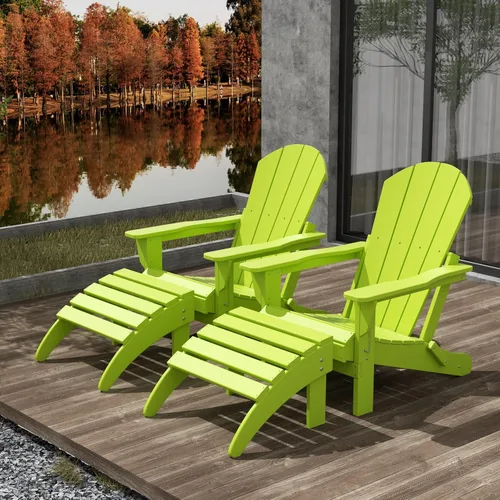 Vista 19 de WestinTrends Malibu - Silla de salón para exteriores, juego de 2 sillas Adirondack con otomana, sillas plegables de madera de polietileno para todo