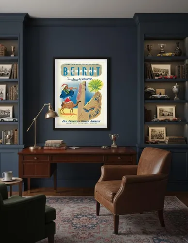 Vista 4 de Beirut Lebanon by Clipper - Pan American World Airways - Puerta de enlace al Medio Oriente - Póster vintage de viaje de aerolínea c.1951 - Impresión