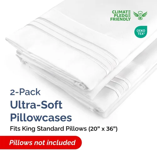 Vista 2 de King Standard Pillow Cases Set of 2 - Ultra-Soft Hotel Quality Pillowcase Covers - Comfy, Cozy & Fade Free - Wrinkle Resistant - Machine Washable