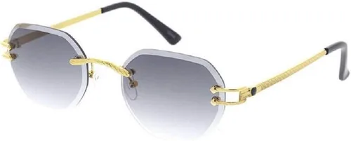 Vista 4 de Dweebzilla Lentes redondas de lujo geométricas sin montura delgadas Gafas de sol aviador