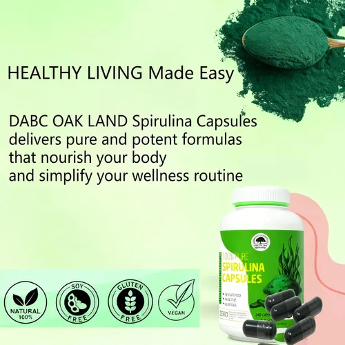 Vista 6 de Cápsulas de espirulina 240 cápsulas, alimentos saludables, 100% vegetarianos,Espirulina hawaiana pura 450 mg, apoya el sistema inmunológico