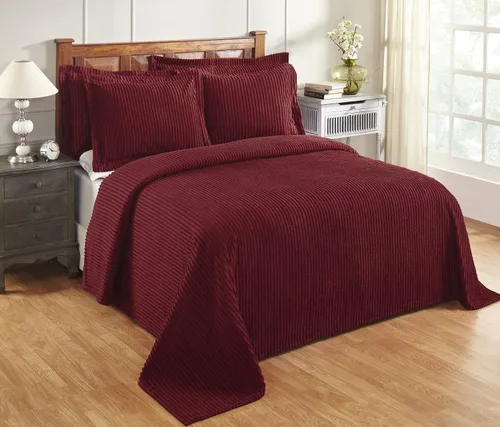Vista 27 de Better Trends Colchas de Chenille Tamaño Individual, Azul 100% Algodón Chenille Diseño de Rayas Acolchado Cobertor Suave Liviano, 96"x110" con 1