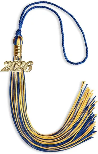 Vista 215 de Endea Graduation - Borla de doble color mixto con fecha dorada (negro/dorado antiguo, 2021)