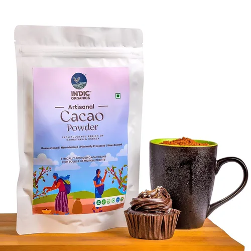Vista 9 de Indic Organics Cacao en polvo artesanal No alcalinizado, no holandés, sin azúcar, tostado lento y mínimamente procesado De la región de Ghats